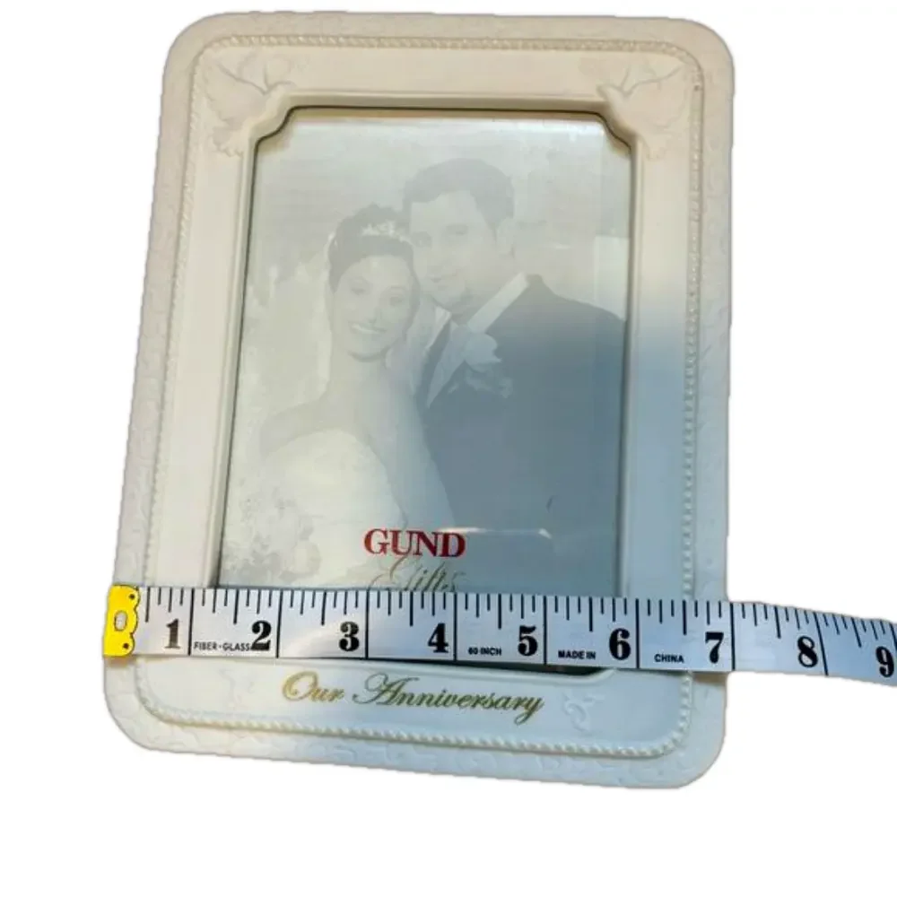 Gund White Porcelain Our Anniversary 5x7 Picture  Frame - Picture 3 of 4